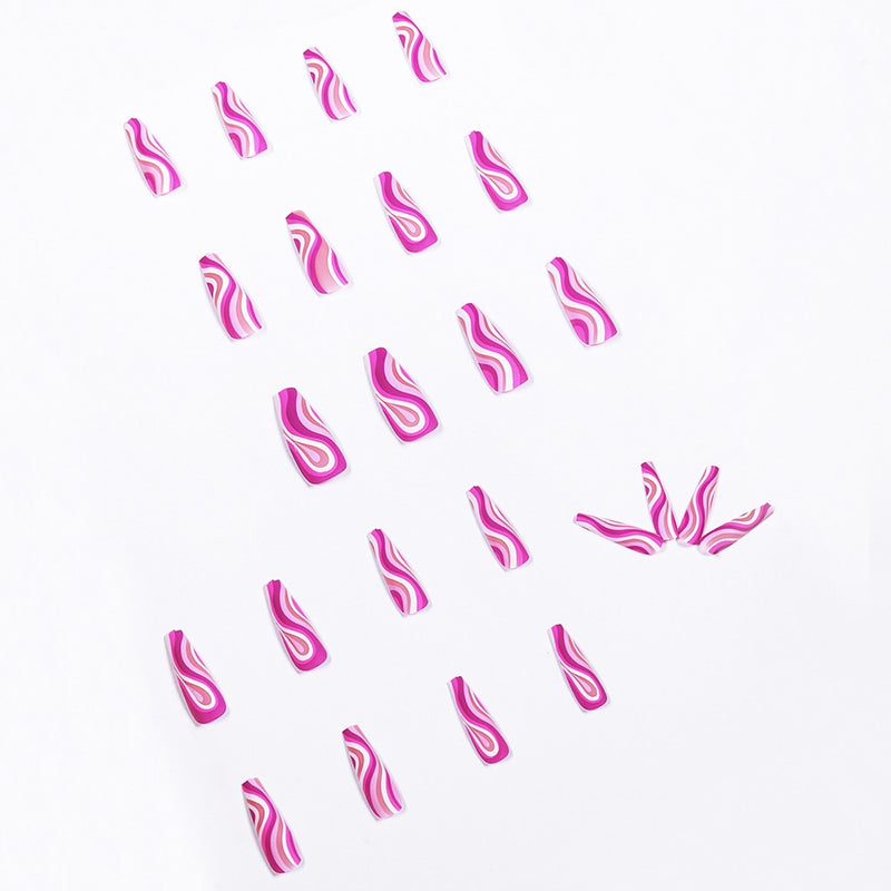 24Pcs Colorful Wave Designs Press on Nails - Neshaí Fashion & More