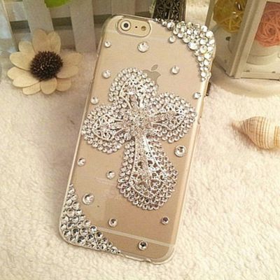 Cross phone case Bling Diamond for iPhone 6 7 plus For Samsung Note 5 S6 S7 edge S8 Plus Phone Clear Crystal Cover Crown Flower decora - Neshaí Fashion & More