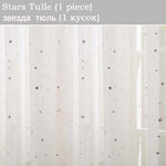 white Modern Hollow Star Faux Linen Blackout Curtains for Living Room Bedroom - Neshaí Fashion & More