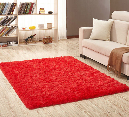 Super Soft Silk Wool Rug Indoor Modern Shag Area Rug red - Neshaí Fashion & More