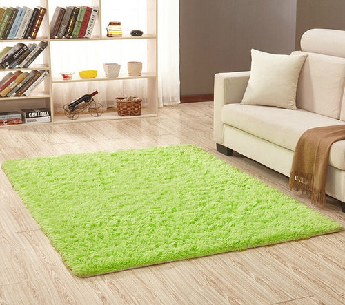 Super Soft Silk Wool Rug Indoor Modern Shag Area Rug green light - Neshaí Fashion & More