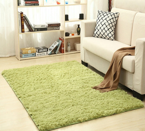 Super Soft Silk Wool Rug Indoor Modern Shag Area Rug green - Neshaí Fashion & More