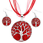Vintage Round Life Tree  Multilayer Leather Choker Necklace Costume Jewelry Set - Neshaí Fashion & More