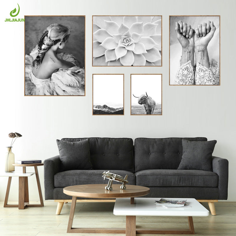Nordic Canvas  Black And White Paintings For Living Room Wall Art Posters Home Room Decor - Neshaí Fashion & More
