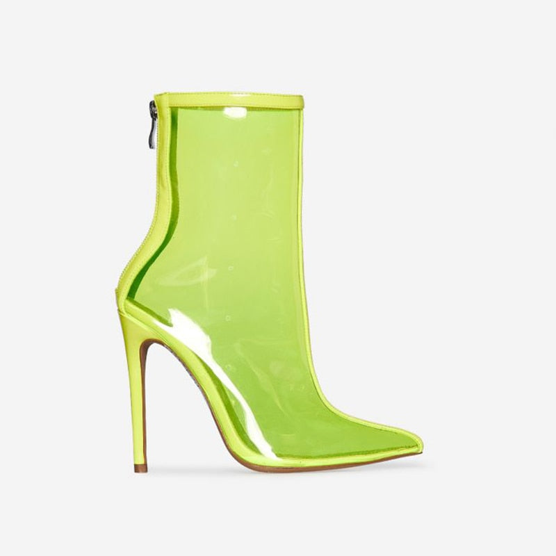 Transparent Women Boots Clearheels Shoes Super high heels Thin heel zip women boots - Neshaí Fashion & More