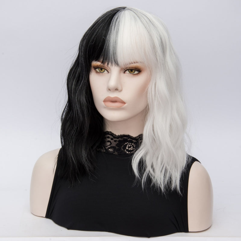 synthetic Wig Black White 2 Tones - Neshaí Fashion & More