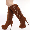 suede, zipper, 14.5 cm high heel boots, knee-high boots. SIZE:34-45 - Neshaí Fashion & More