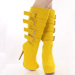 suede, zipper, 14.5 cm high heel boots, knee-high boots. SIZE:34-45 - Neshaí Fashion & More