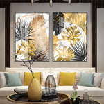 Nordic plants Golden leaf canvas painting posters modern decor - Neshaí Fashion & More