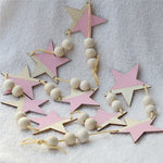 INS Nordic Wooden Star Beads Garland Banners Girls Baby Room Nursery Wall Decor Kids Room Hanging Curtains Pennant Photo Props - Neshaí Fashion & More