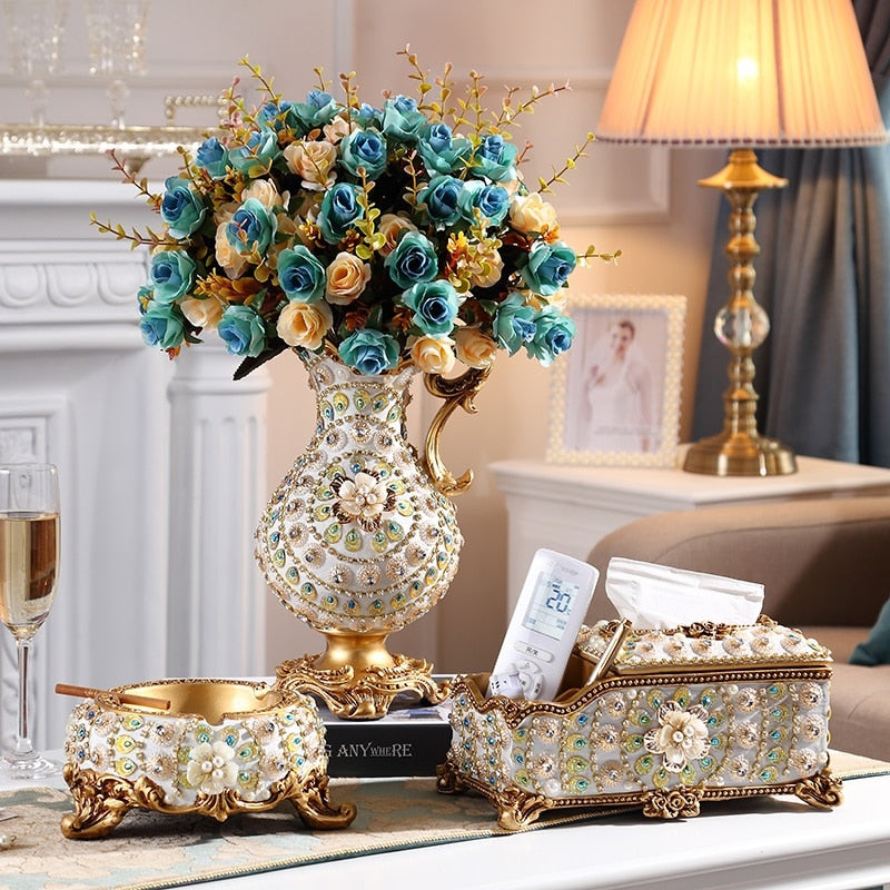Luxurious living room coffee table practical accessories creative vase tissue box fruit plate - Neshaí Fashion & More