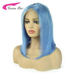 Preplucked Light Blue 100 Human Hair Lace Front Wigs Real Hair Colored Short Bob 13x6 - Neshaí Fashion & More