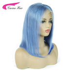 Preplucked Light Blue 100 Human Hair Lace Front Wigs Real Hair Colored Short Bob 13x6 - Neshaí Fashion & More