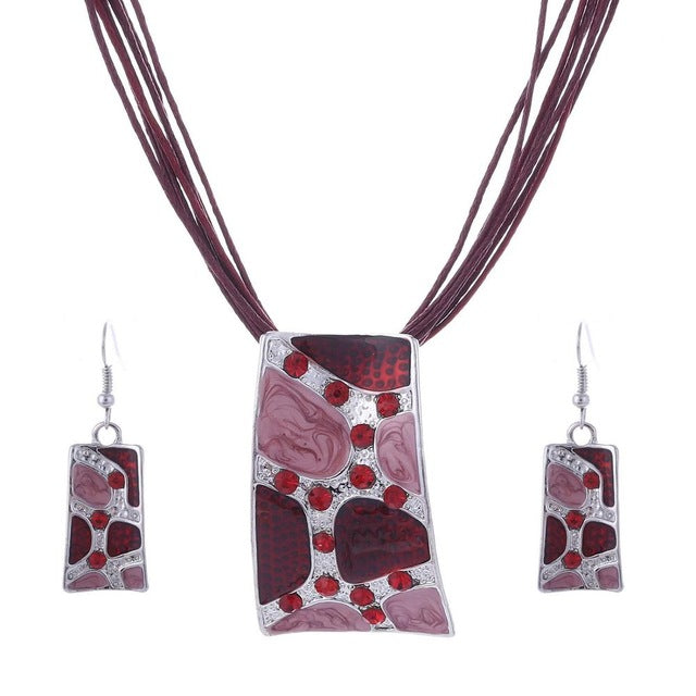 African  Leather Chain Jewelry Set - Neshaí Fashion & More