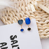 Blue Opal Marble Stone Round Big Stud Earrings - Neshaí Fashion & More